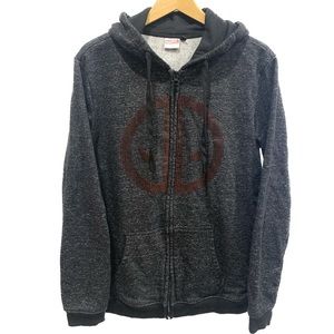 Marvel Spiderman Deadpool 3D Zip Hoodie Mens Size M Dark Heather Fleece Jacket